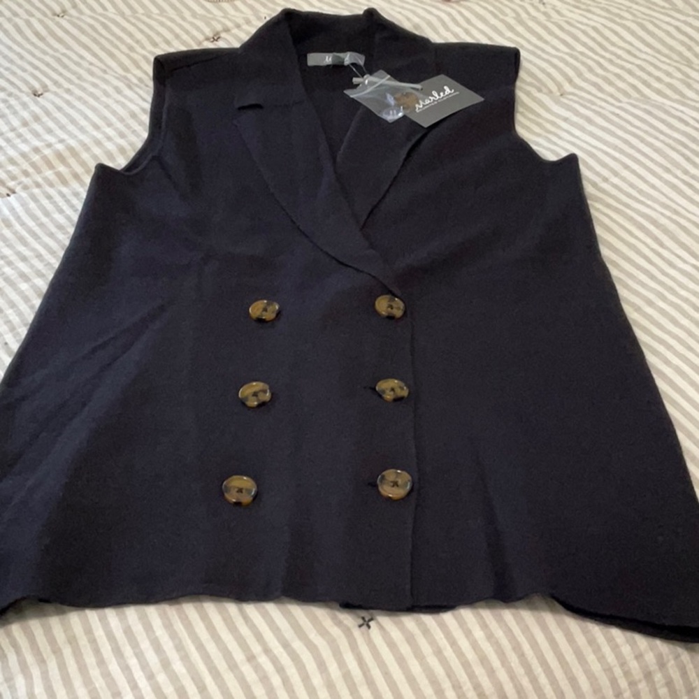 Marled Reunited Black Sweater Vest M NWT